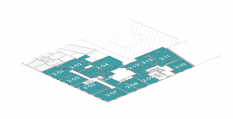 Second level floorplan of Florentine apartments