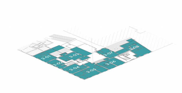 Third level floorplan of Florentine apartments